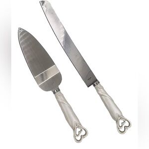 FASHIONCRAFT Hearts Handle Design Cake Server & Knife Set Weddings, Festive
